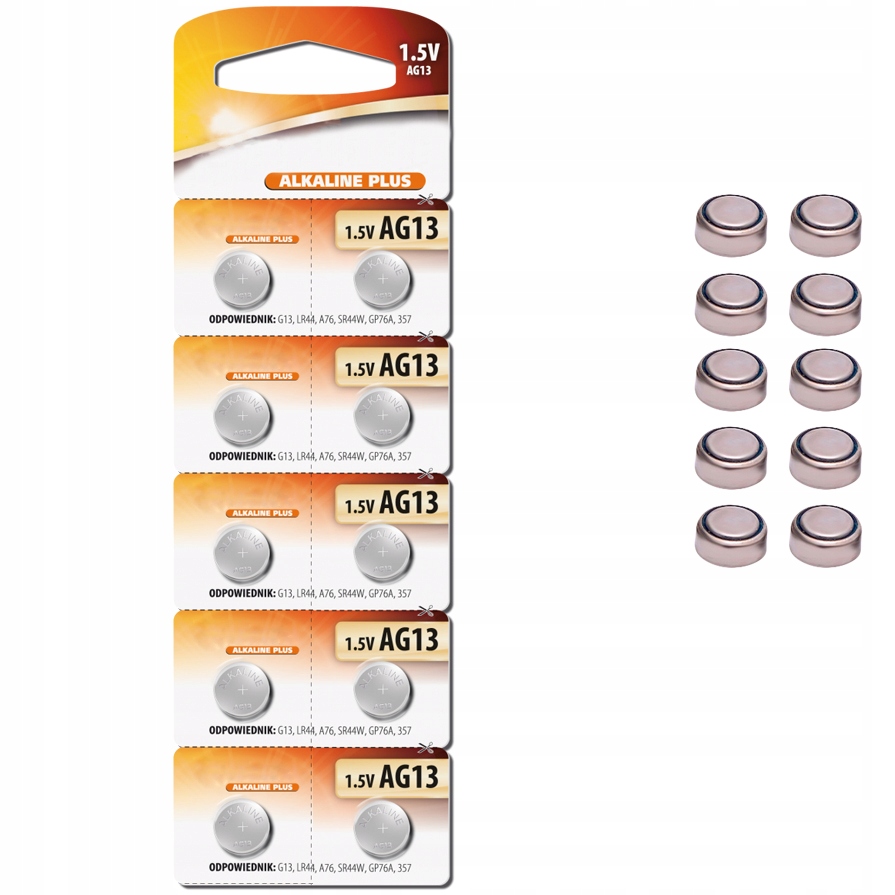 10 x alkalická baterie AG13 A76 LR44 1,5V