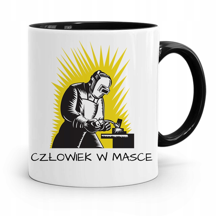 

Kubek Czarny Spawacza Człowiek W Masce
