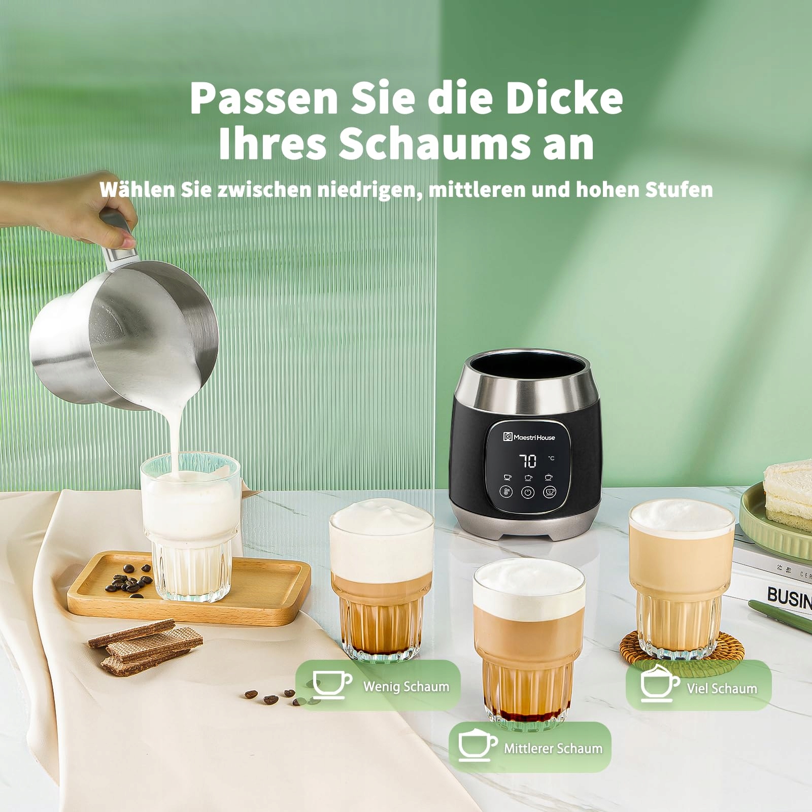 MAESTRI HOUSE Spieniacz Do Mleka 12w1 21oz Stal Nierdzewna — miniatura 2