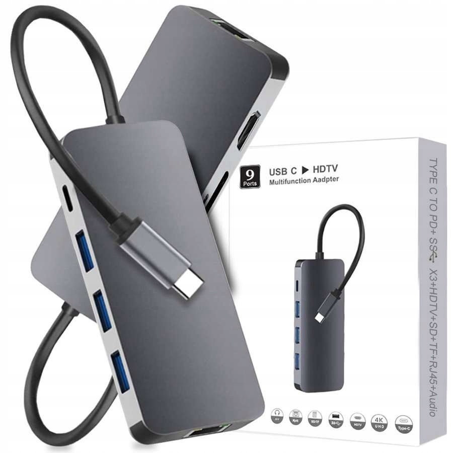 Hub Alogy 3x Usb Usb-c RJ45 Hdmi 4K pro MacBook Pro