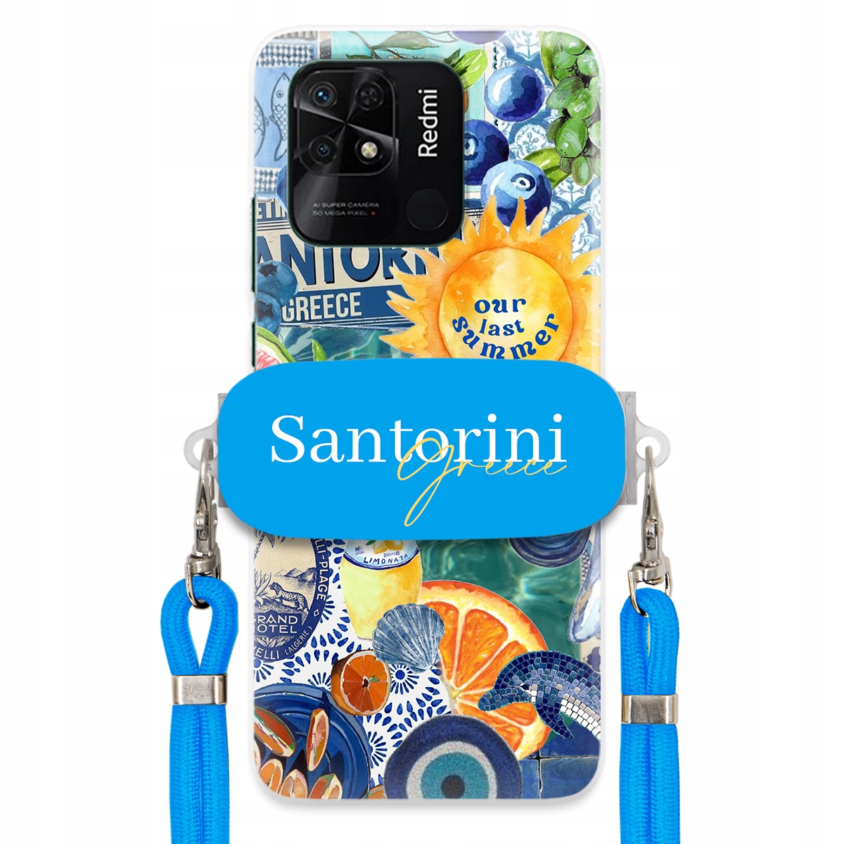 Puzdro pre Xiaomi Redmi 10C 4G Modré vodítko držiak Santorini Sea Vibes