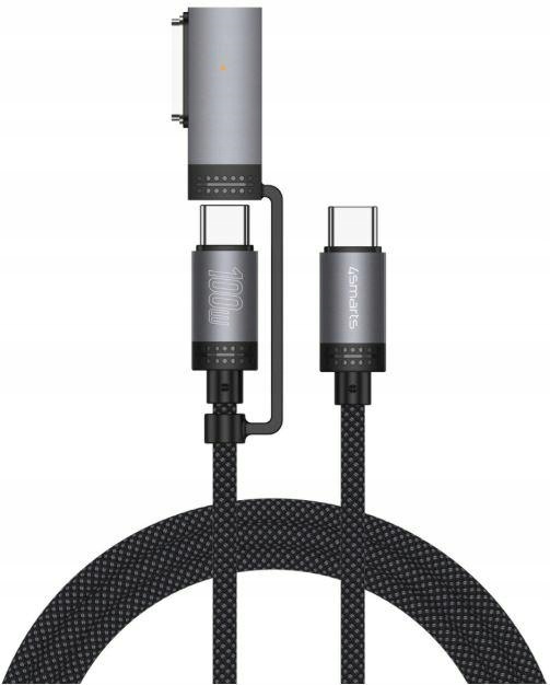 Kabel Usb-c 4smarts Explorer ComboCord 100W 2m z adapterem MagSafe czarny