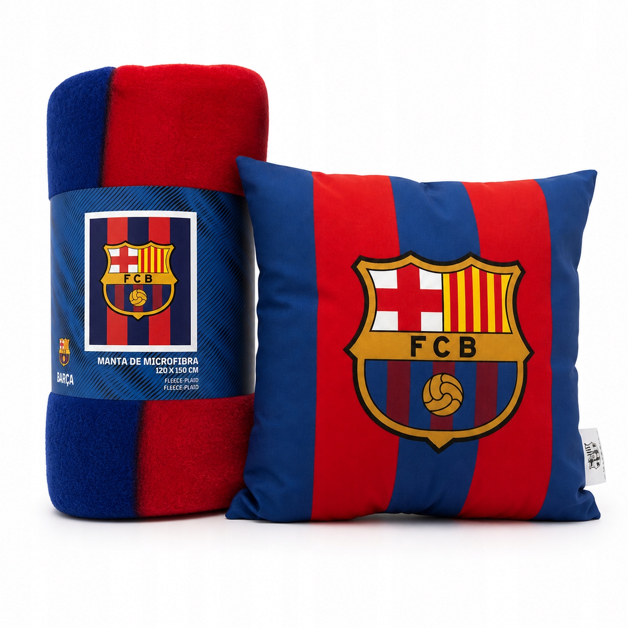 Fc Barcelona Zestaw Koc Narzuta 120 x 150 Poduszka 35 x 35 Lewandowski