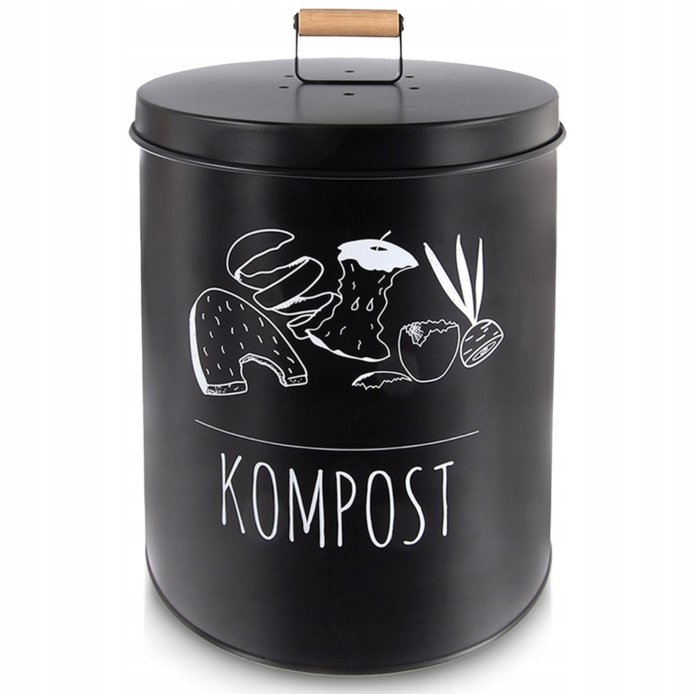 Kuchyňský Kompostér 8L 21,5X29 CM Kov Černý S Uhlíkovým Filtrem