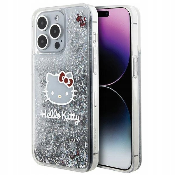 Etui Hello Kitty Liquid Glitter Charms Kitty Head na iPhone 15 Pro Max