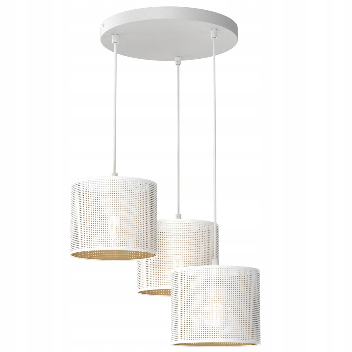 Závesná lampa biela zlatá okrúhla 45 cm, sieťka do jedálne, 3 body Luminex