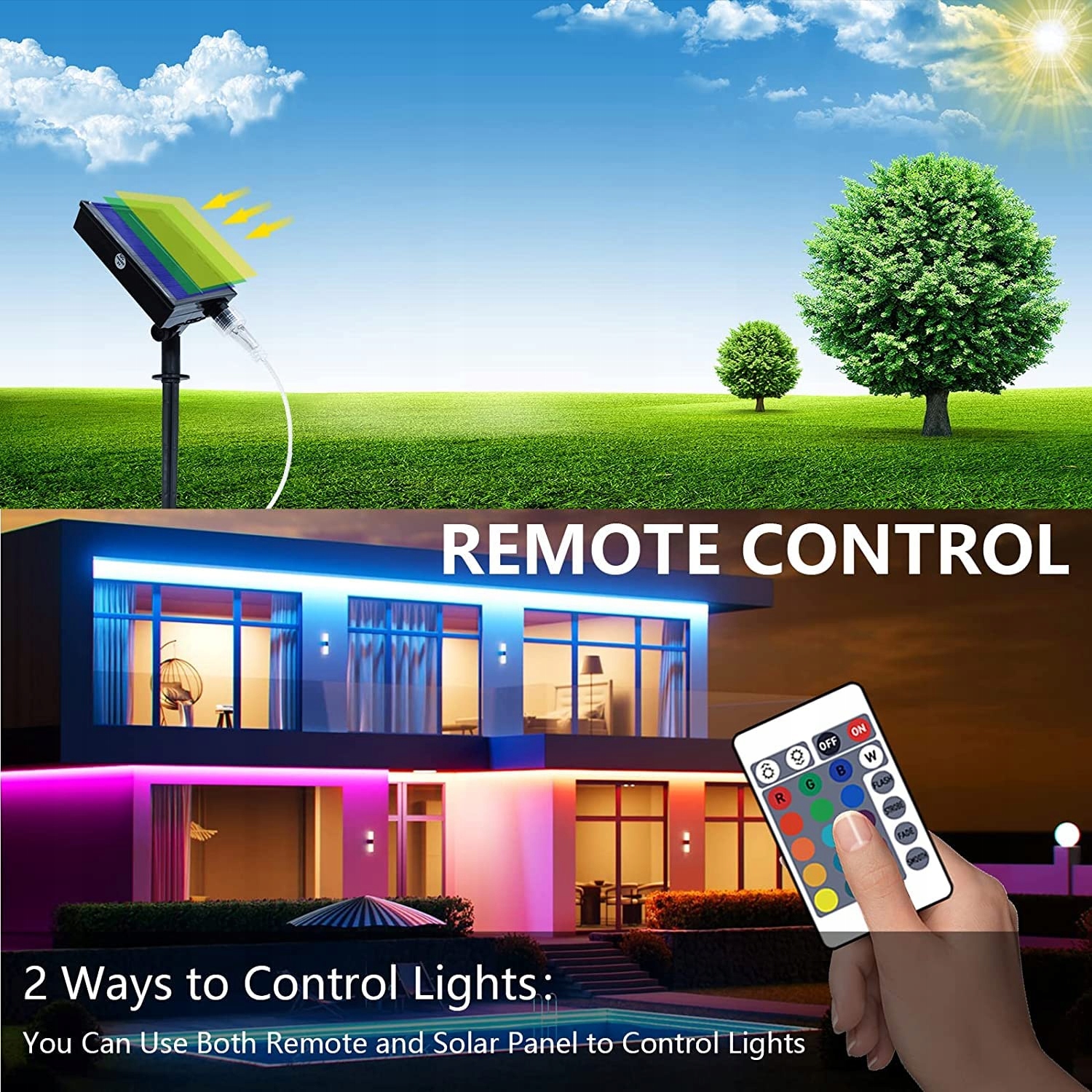 MIWATT Solarny LED Pasek 5M RGB Wodoodporny IP67 Na Zewnątrz — miniatura 5