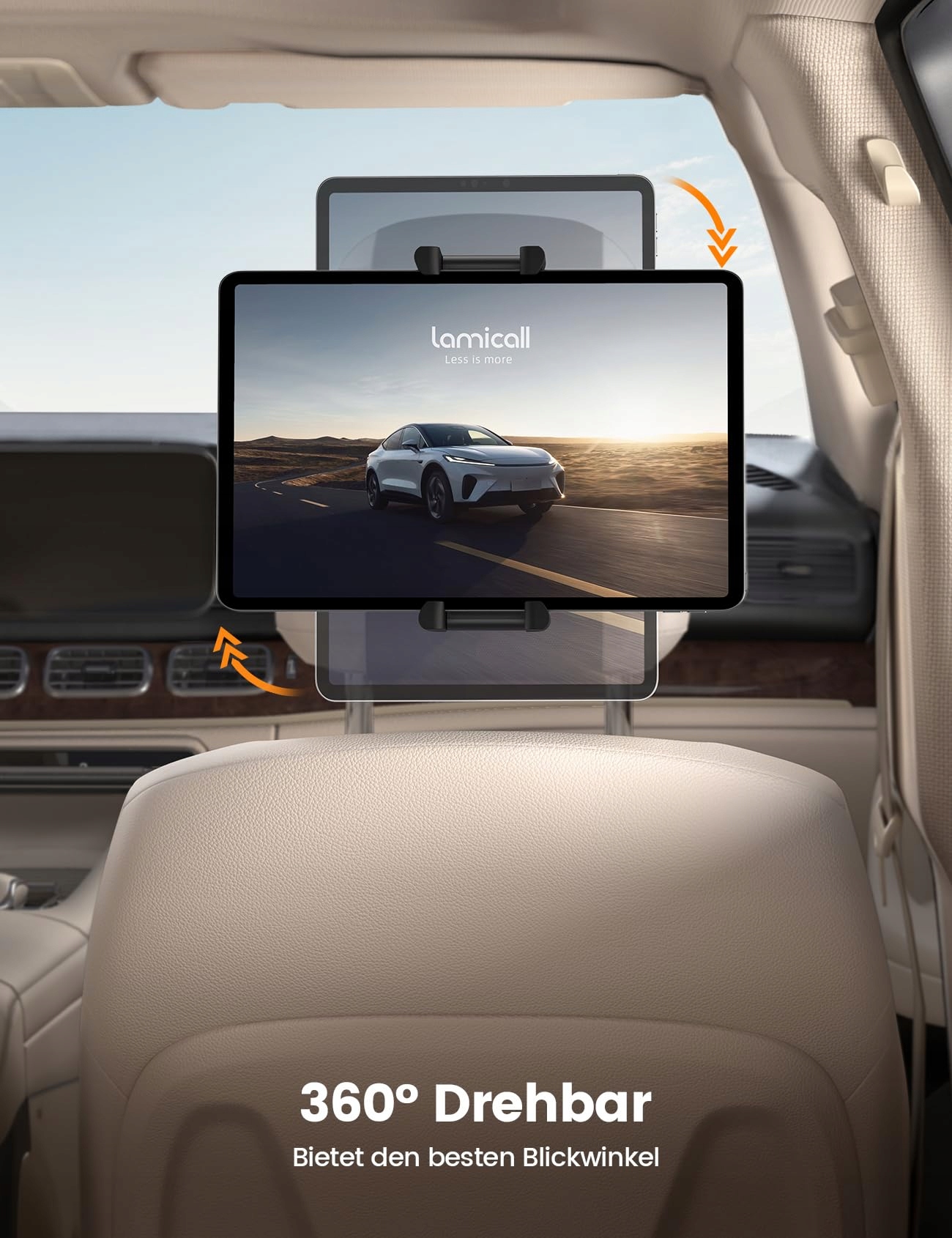 LAMICALL Uchwyt Samochodowy Na Tablet Do Zagłówka 360° Dla iPad Samsung — miniatura 2