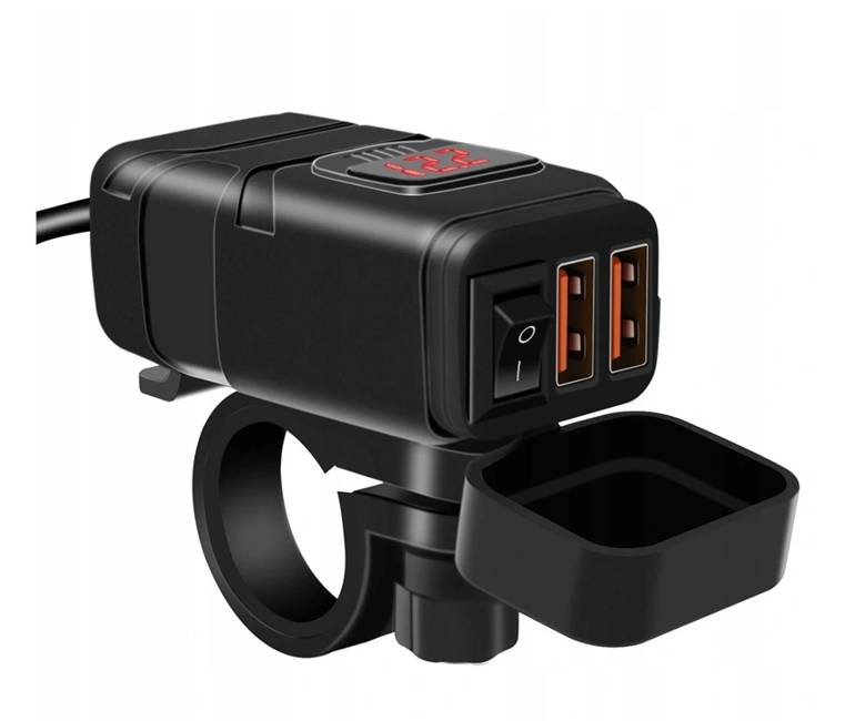 Ładowarka USB 2x QC woltomierz z zaślepką AV6_1