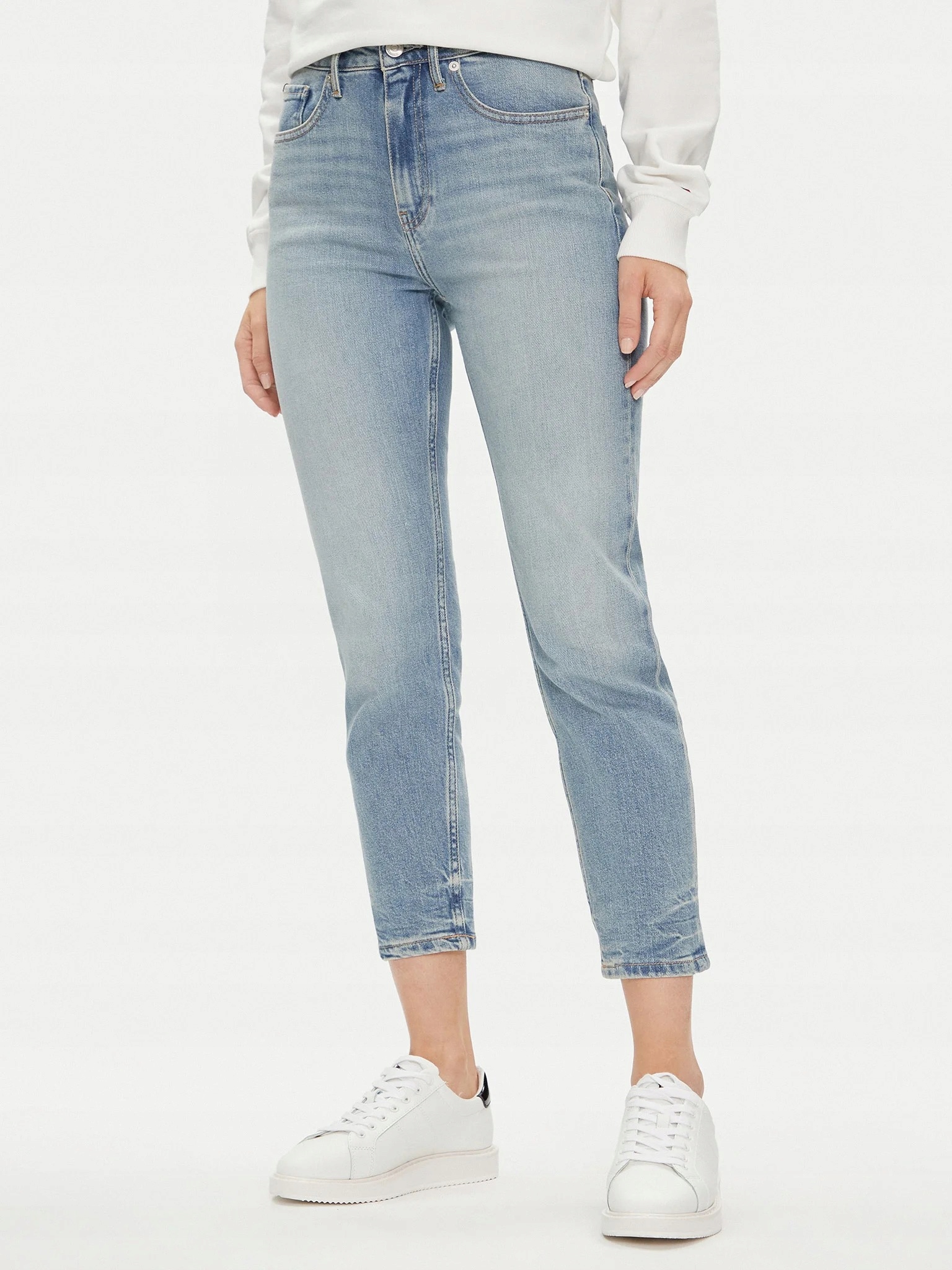 Tommy Hilfiger Světlé Džíny Úzké Nohavice S Oděrkami 29/30 7AA