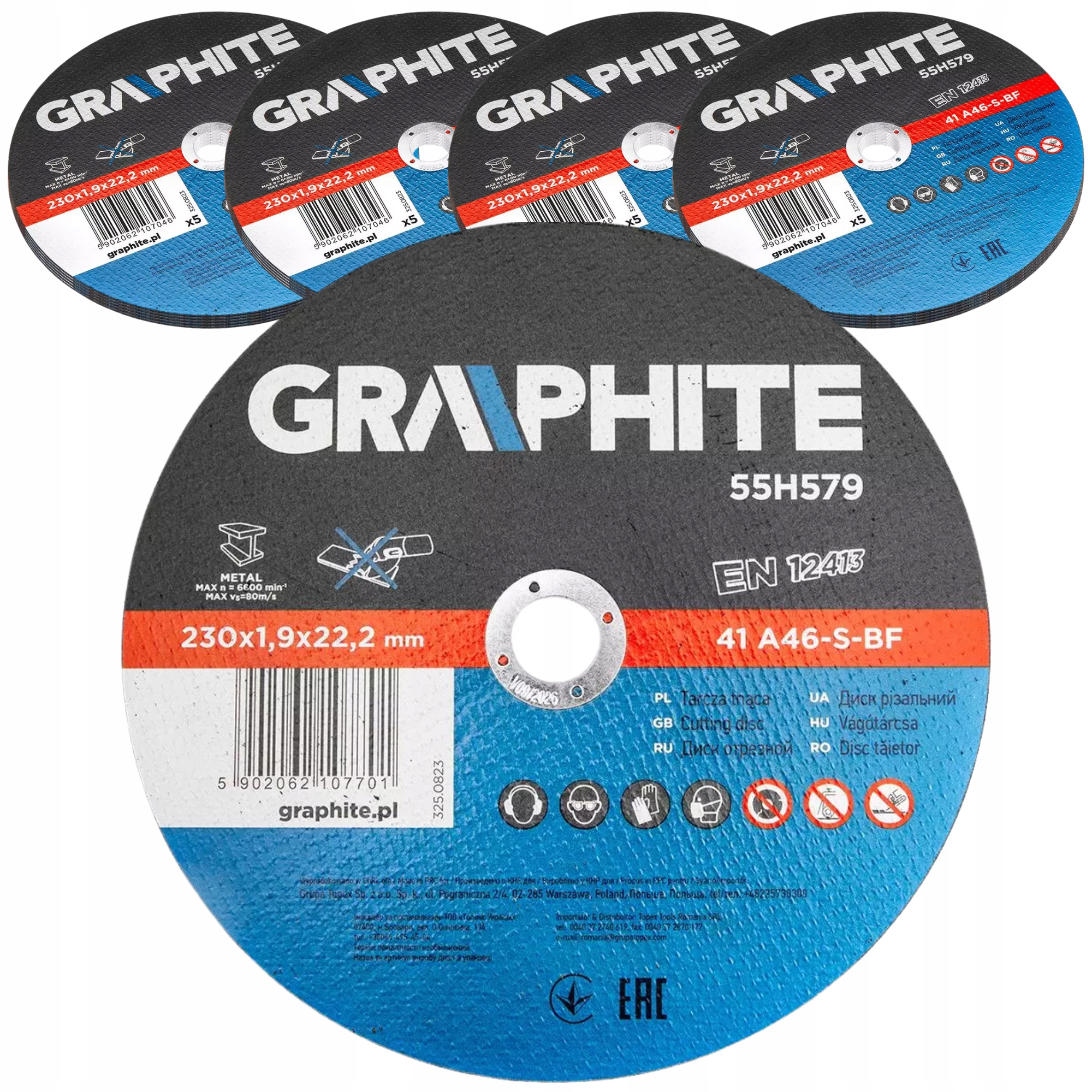 20 szt. Tarcza Tarcze do Cięcia Metalu 230 x 1,9 mm do Stali Graphite