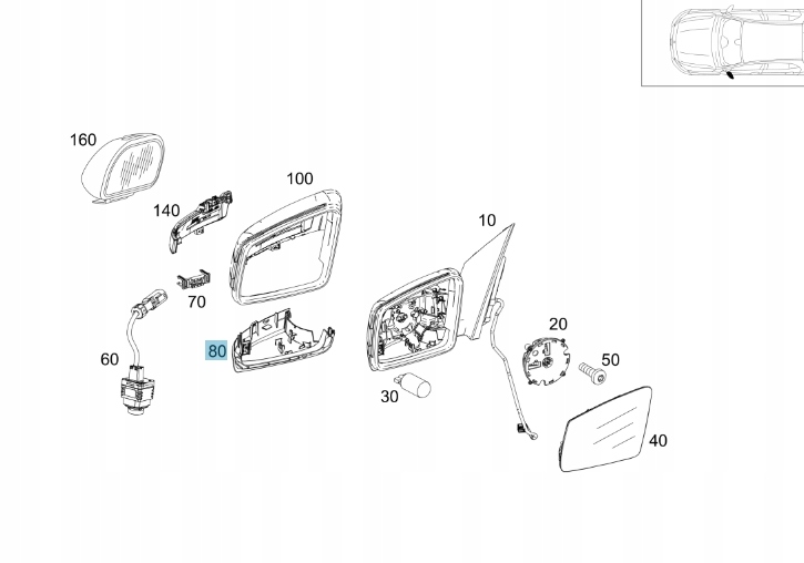 DOLNA OBUDOWA LUSTERKA LEWA MERCEDES C117 W176 X156 W246 Numer katalogowy części A1768100315