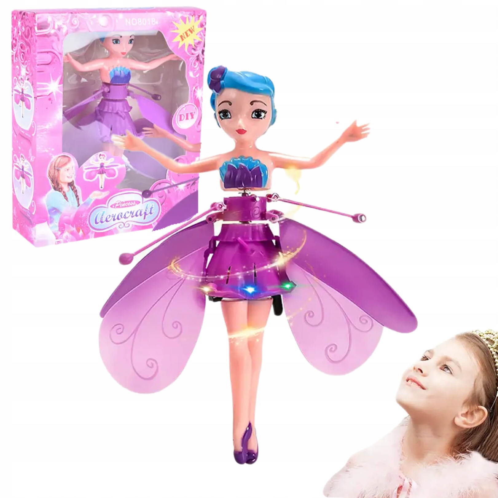 

Latająca Lalka Magiczna Wróżka Sterowana Ręką Led