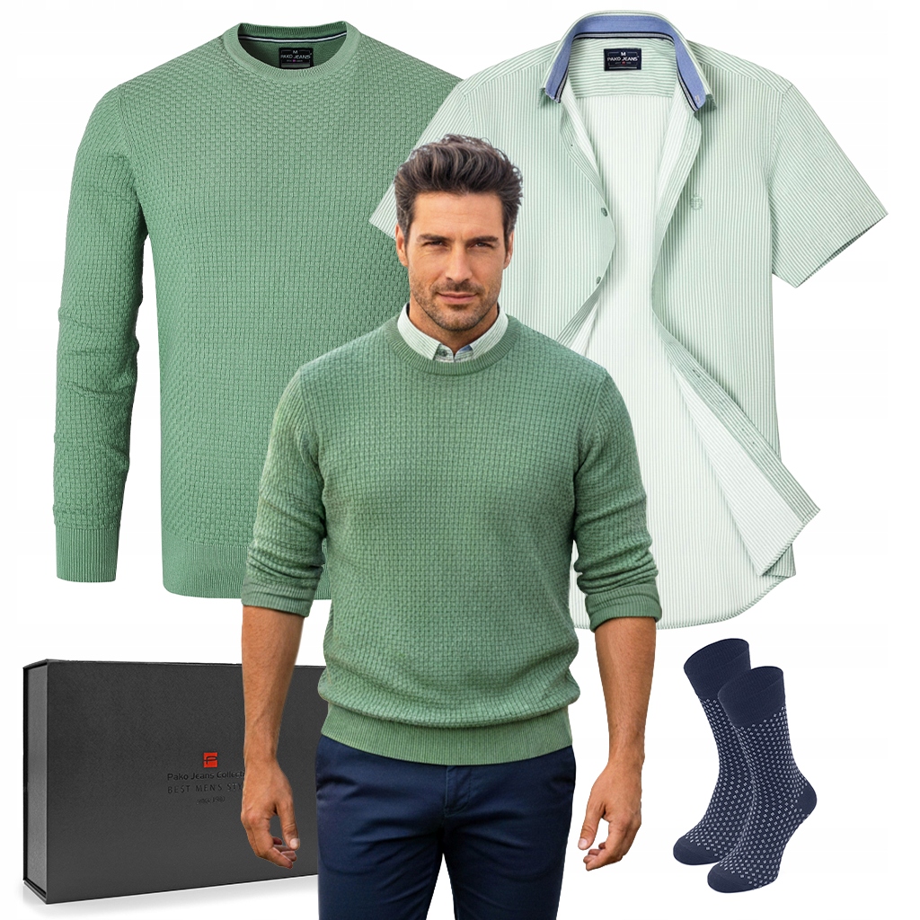 Elegantní dárková sada pro muže – košile a svetr Pako Jeans 2XL
