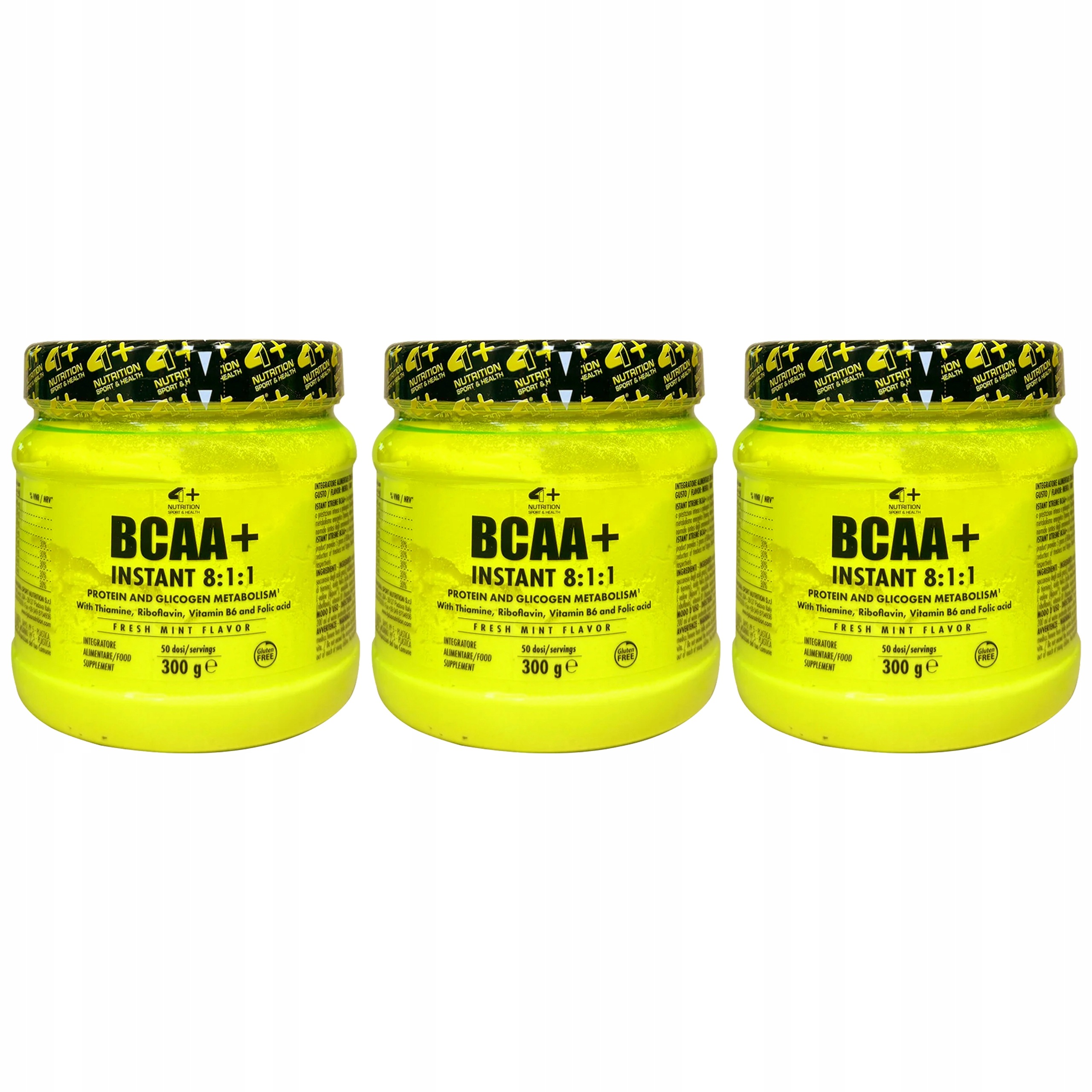 3x Bcaa 8:1:1 aminokyseliny leucin regenerace svalů 300 g 4+ Nutrition