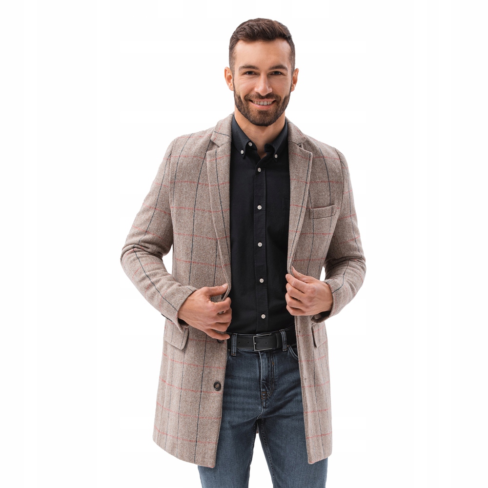 

Płaszcz męski elegancki C500 beżowy XXL