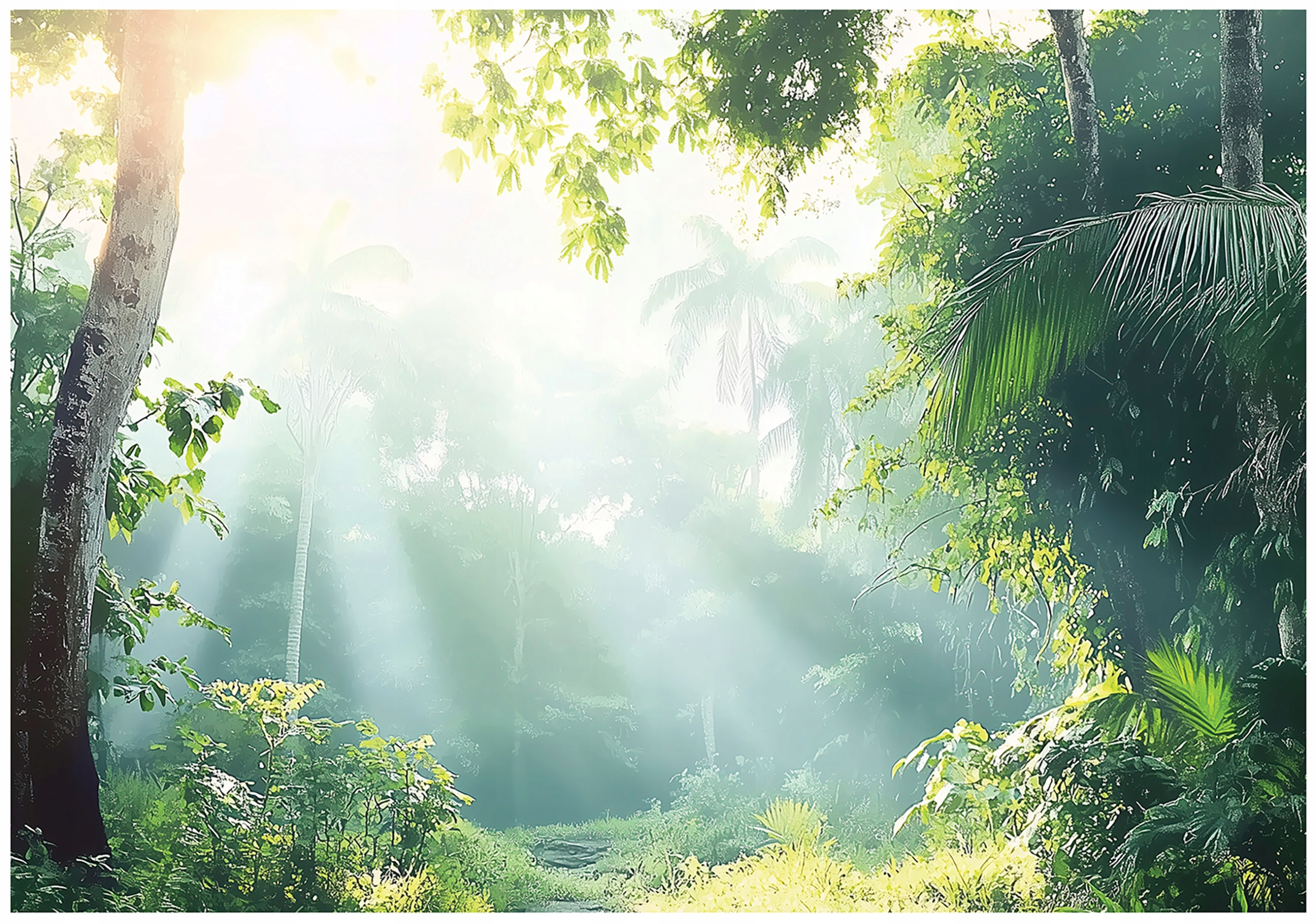 Fototapeta Na Flizelině Krajina Les Na Slunci Zelená Tapeta Na Zeď 350x250