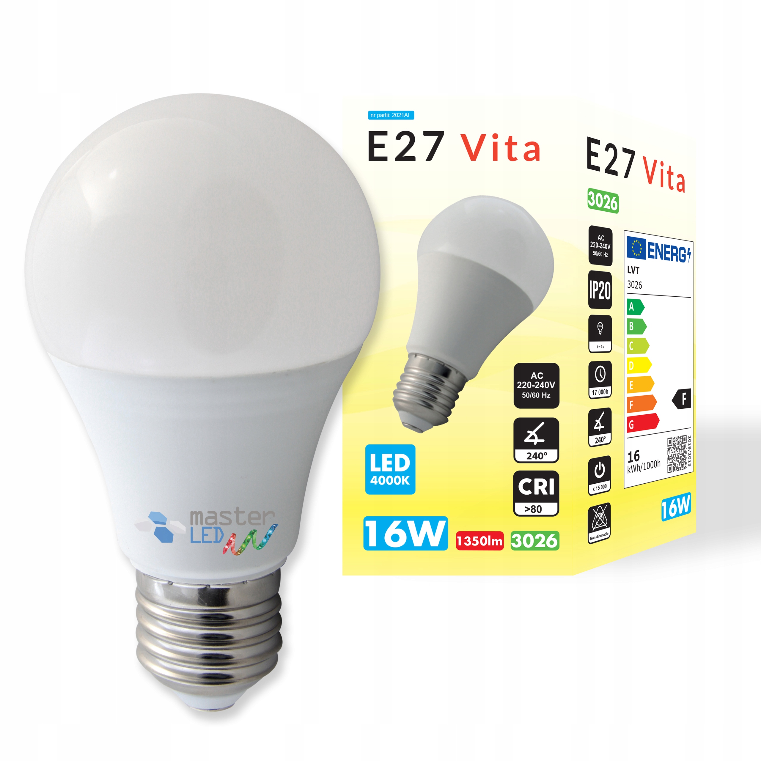 

Żarówka Led dioda E27 20 Smd 2835 16W 230V 3 Barwy