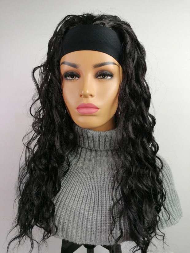 Paruka Na Opasku profesionální přírodní černá dlouhé vlny