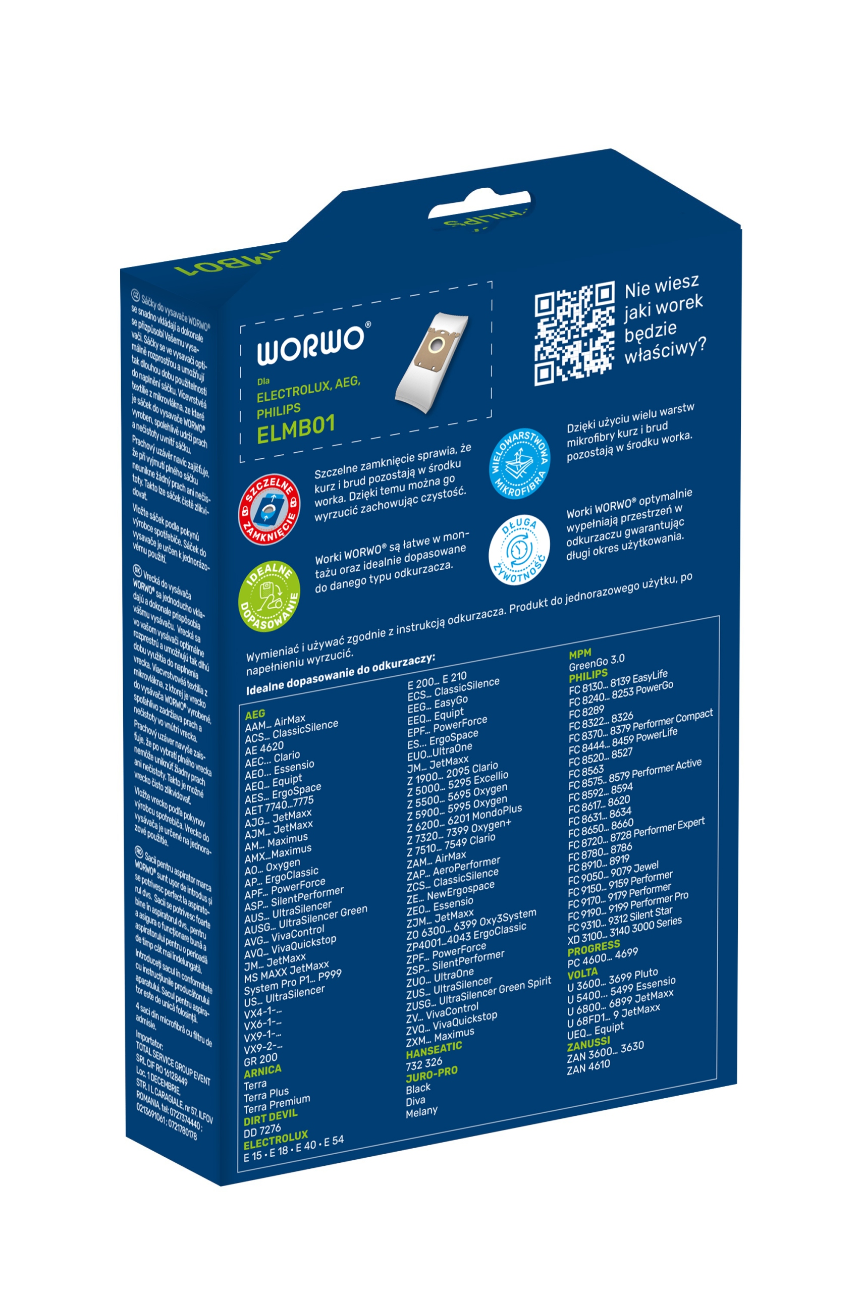 WORKI DO ODKURZACZ ELECTROLUX EasyGo EEG41IW FILTR Kod producenta ELMBO1K