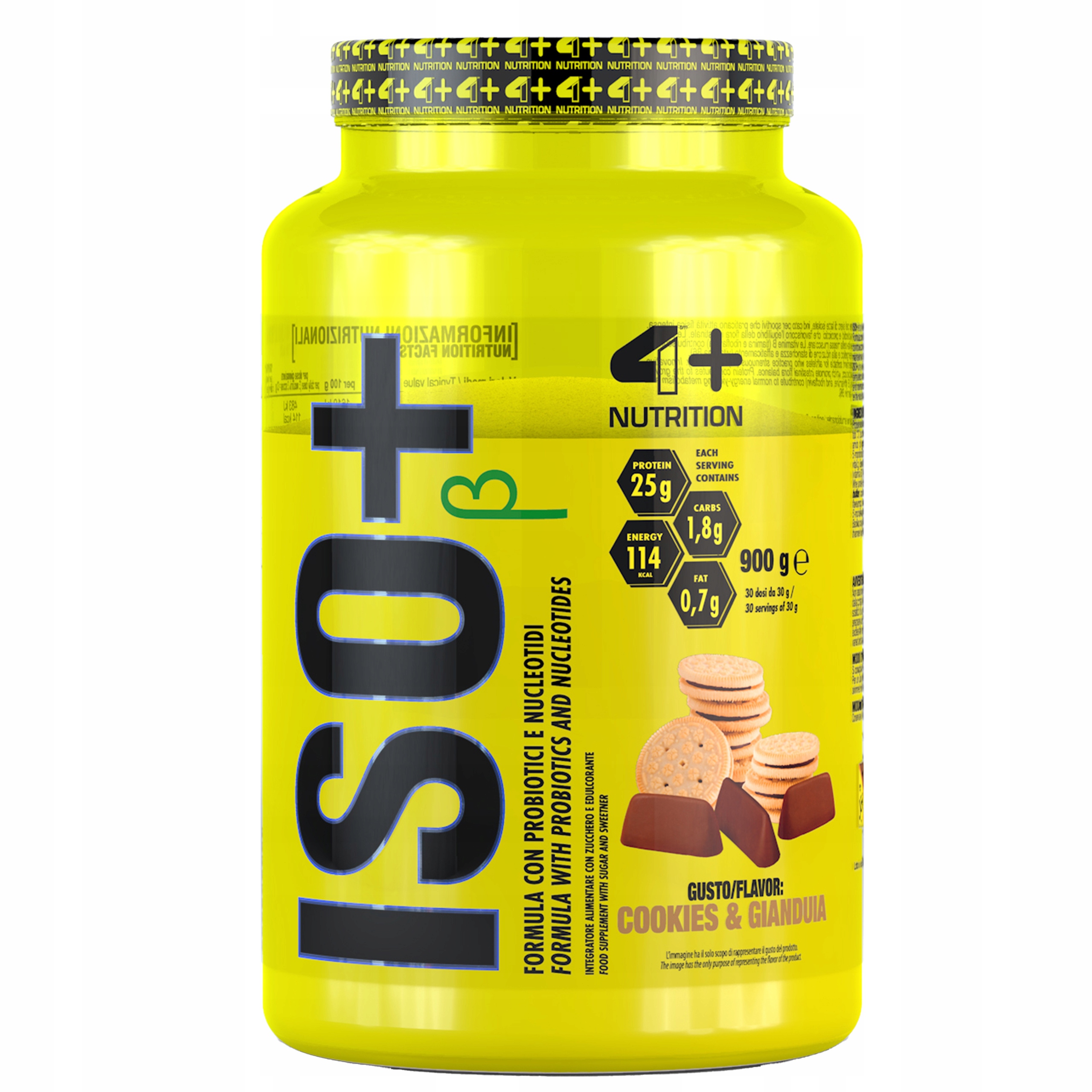 Proteinový Izolát 4+ Nutrition Iso+ 900 g Wpi Probiotikum Čokoládové sušenky