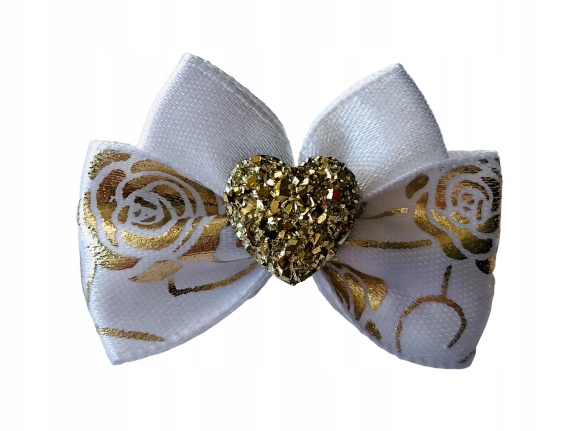 

Kokardka Glamour biała 4,5cm KGW001 Spinka