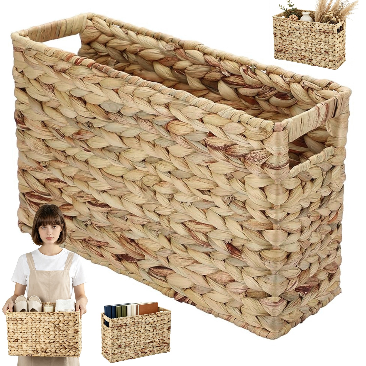 Proutěný Košík Pro Skladování Vodního Hyacintu V Boho Rustikálním Stylu