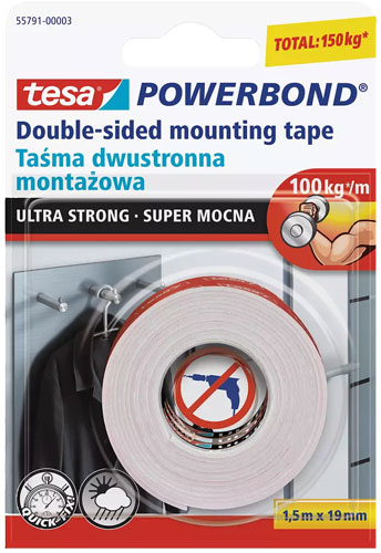 Двухсторонняя монтажная лента Tesa Powerbond Ultra Strong 19mmx1. 5m