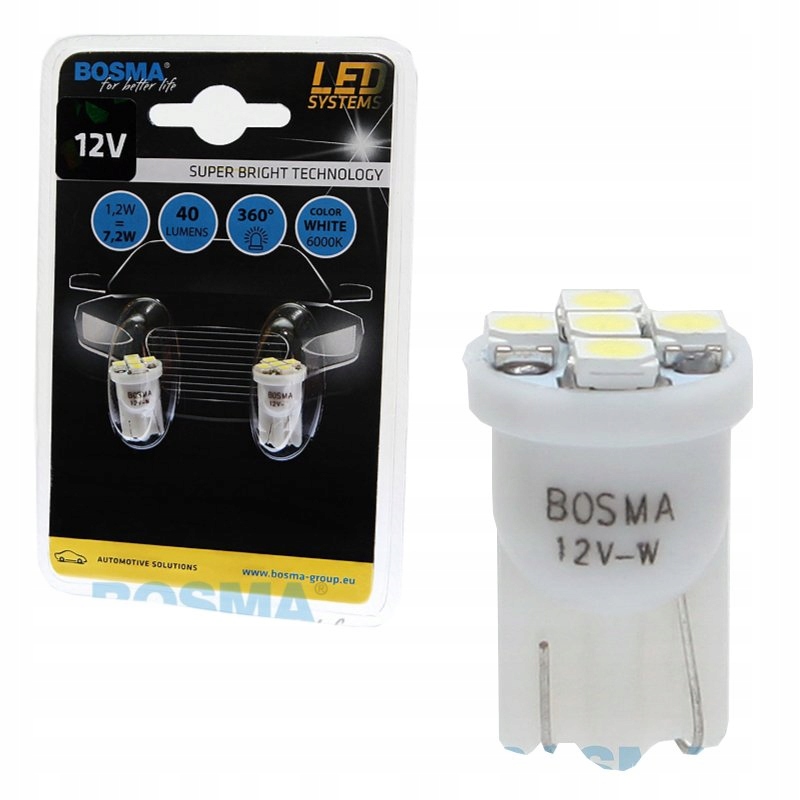 

Bosma Led 12V T10 5XSMD3528 Biała 2SZT