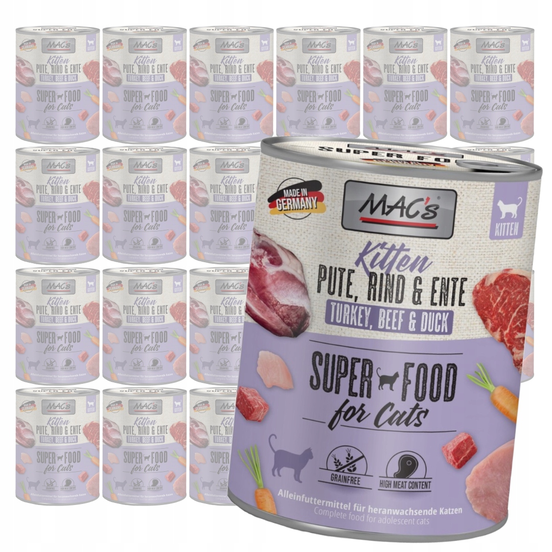 Levně MAC's 24x800g Vlhké Krmivo Krůta , kachna