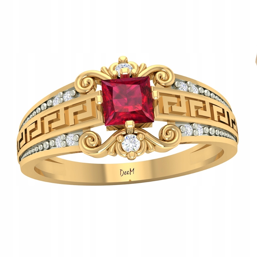 Zlatý Prstýnek S Řeckým Vzorem A Rubínem Zlato 585