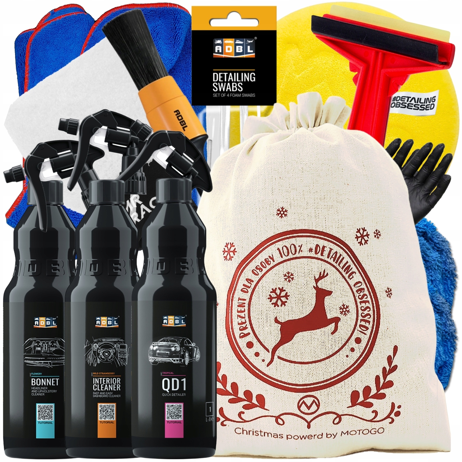 ADBL ZESTAW KOSMETYKÓW SAMOCHODOWYCH NA PREZENT + AKCESORIA DO DETAILINGU
