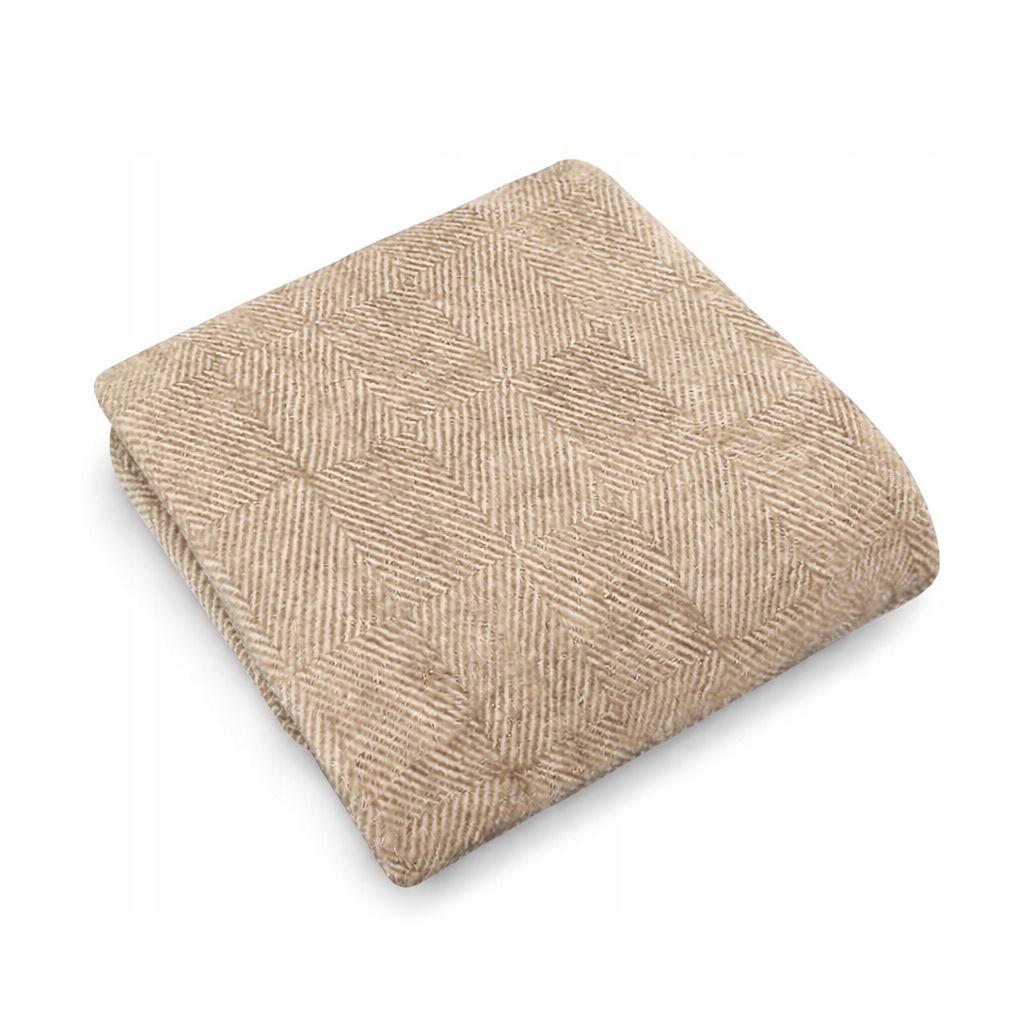 Teplá měkká deka s pruhovanými obdélníky 140x200 MrTowel 400 g/m2 Béžová