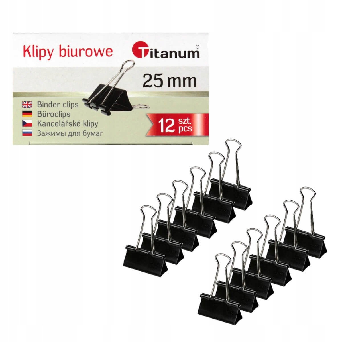 

Klip Biurowy Klipy Klipsy Biurowe 12SZT 25MM