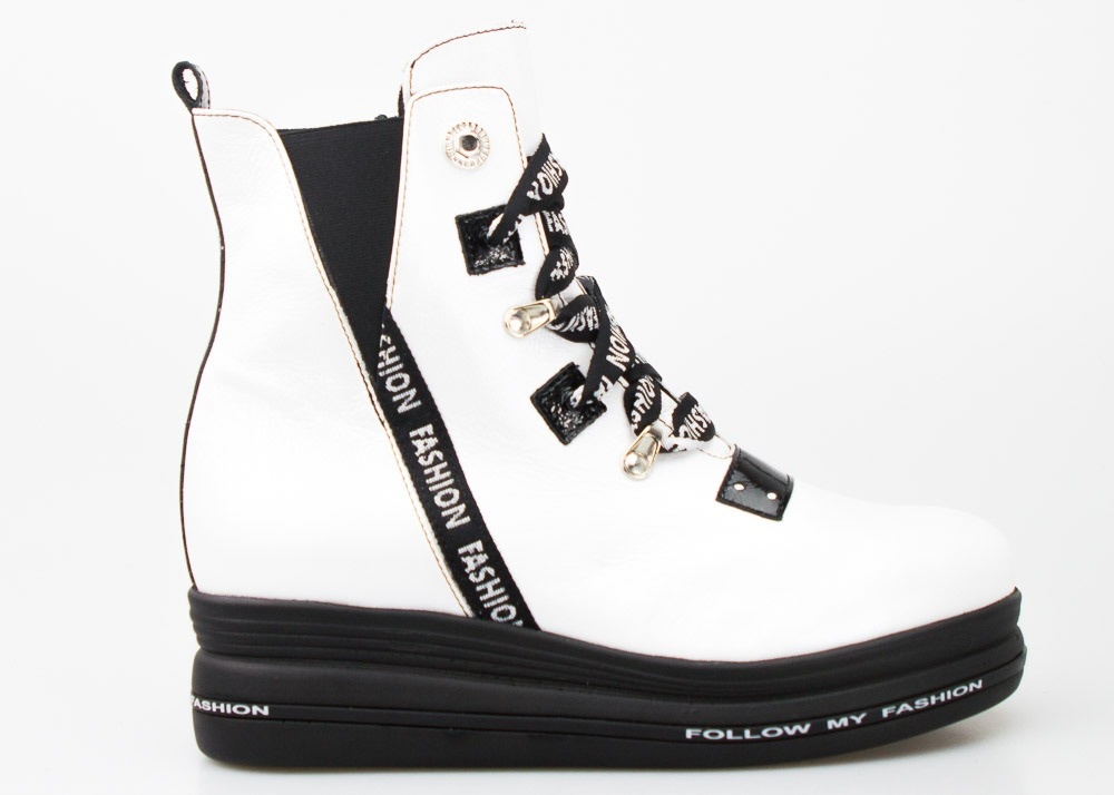 Bílé Ploché Kotníkové Boty Na Platformě S Gumičkou 36