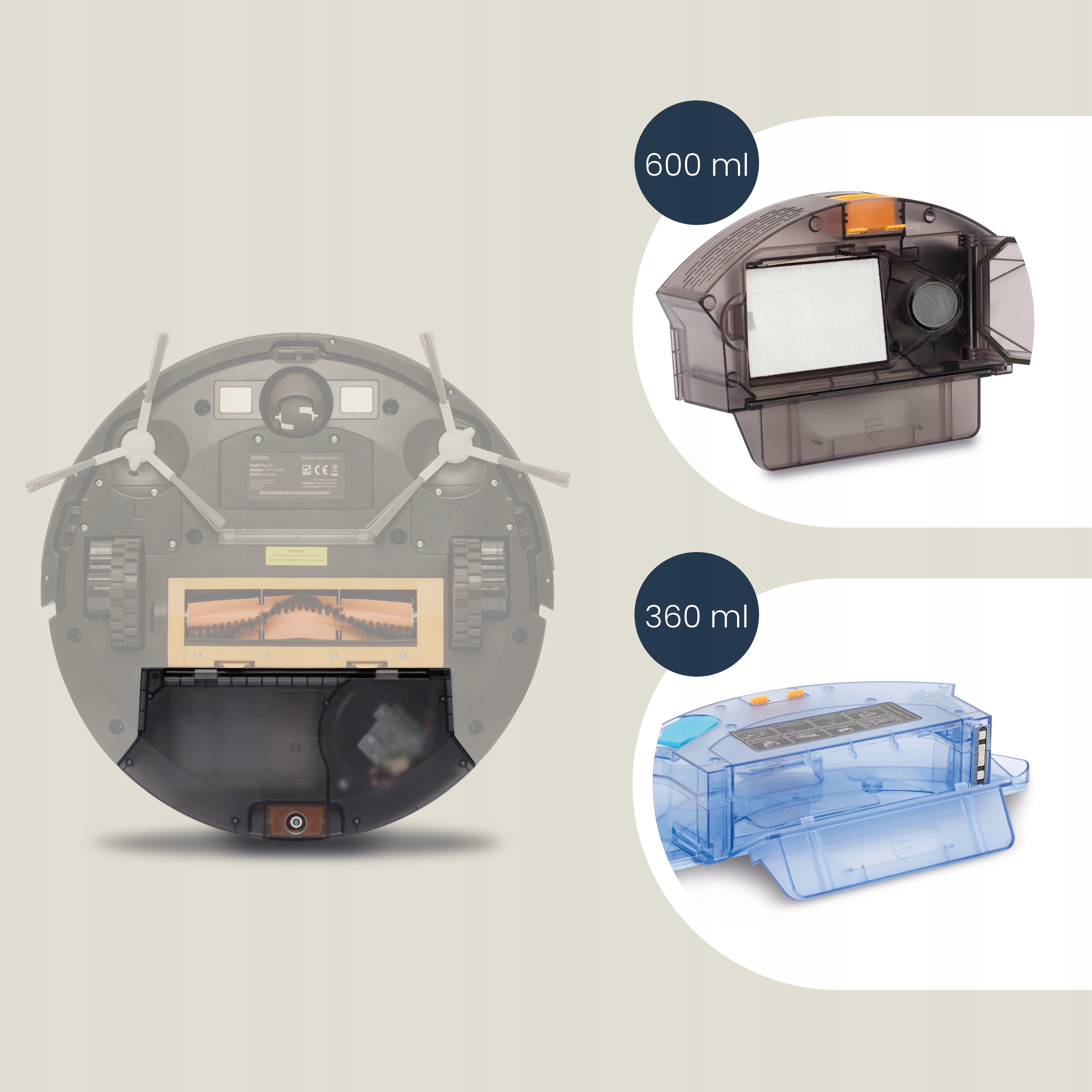 ROBOT SPRZĄTAJĄCY ODKURZACZ AUTOMATYCZNY ZEEGMA Zonder Robo Vision CZARNY Model Zonder Robo Vision