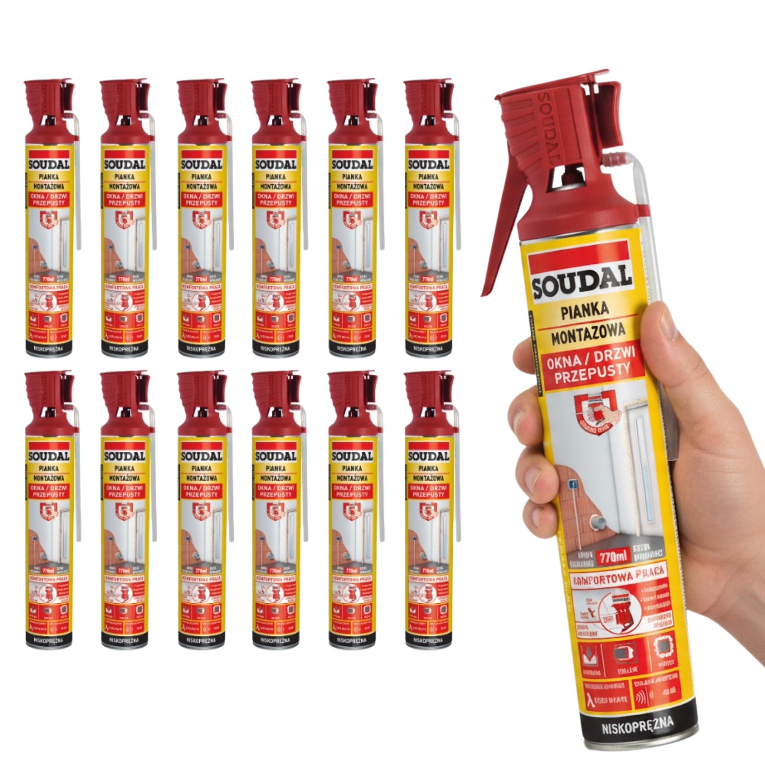 Nízkotlaková polyuretánová montážna pena Genius Gun Soudal 770 ml 12 ks