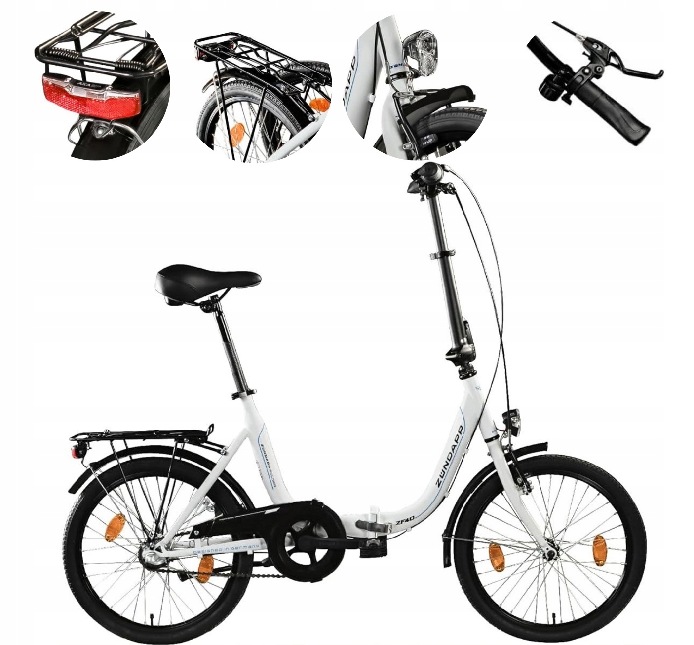 Skládací městské kolo 20" V-brake Torpedo Nexus Kufr Světla Zvonek