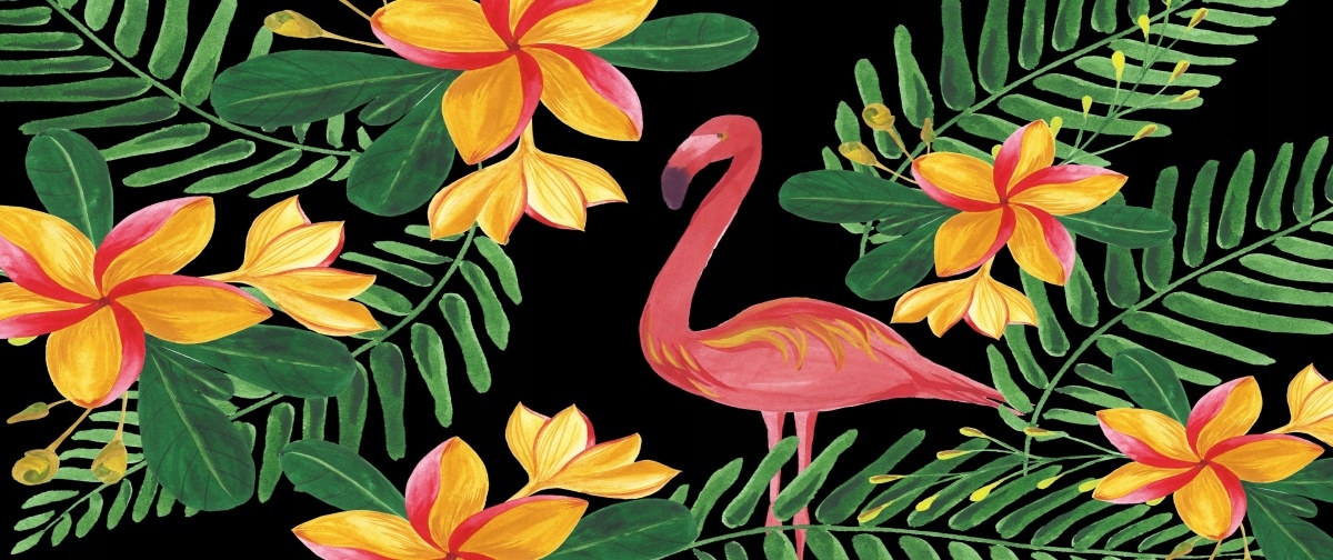 

Fototapeta Flizelina Kwiaty Flamingi 250x104