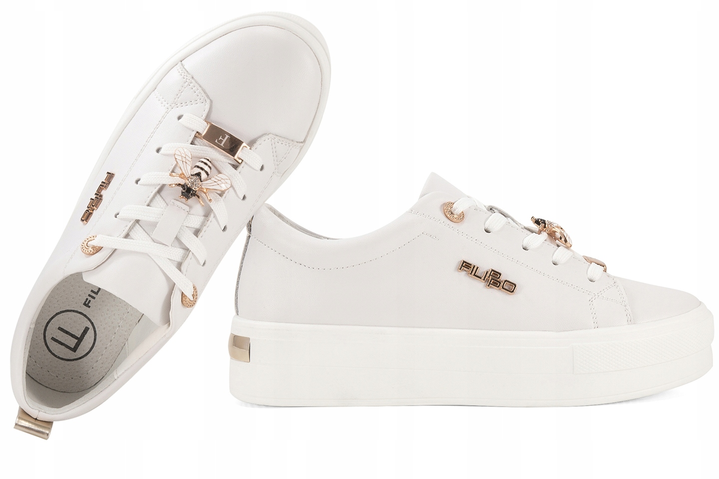 Filippo DP3533 Dámské Polobotky Tenisky Na Platformě Pu Kožené, bílé 37