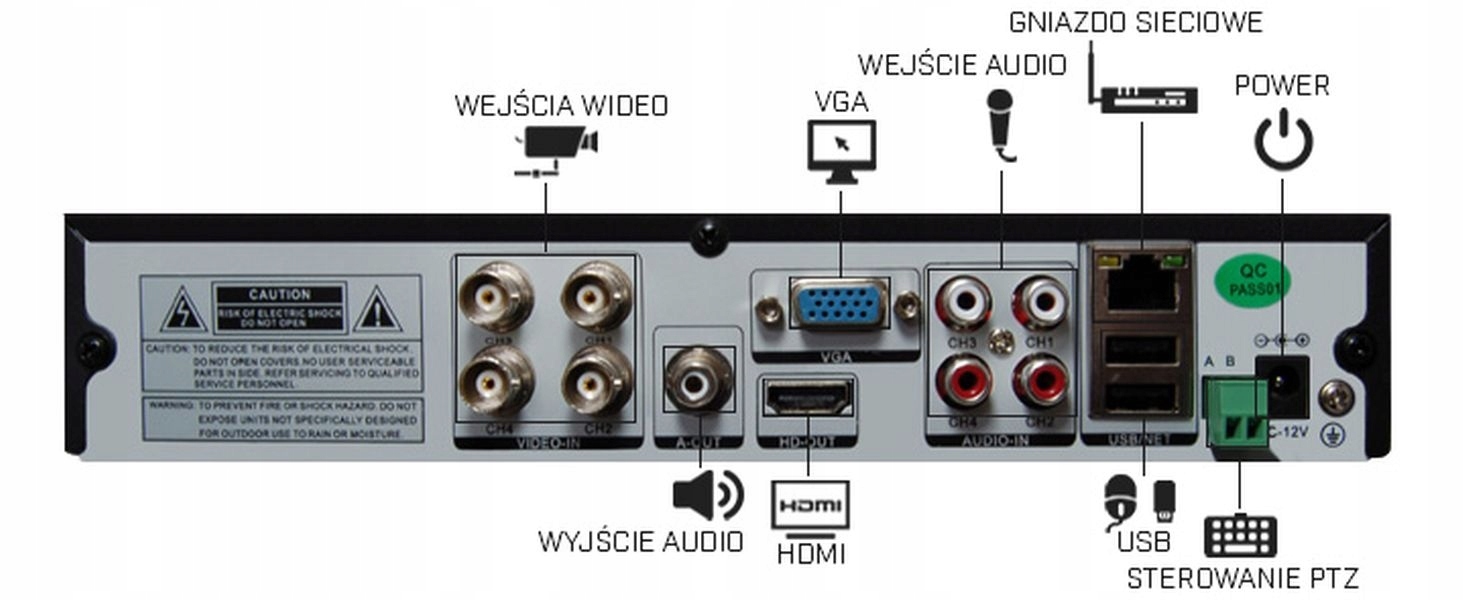 Zestaw monitoring 2 kamery 2Mpx FullHD zoom puszki Zasięg podczerwieni 60 m
