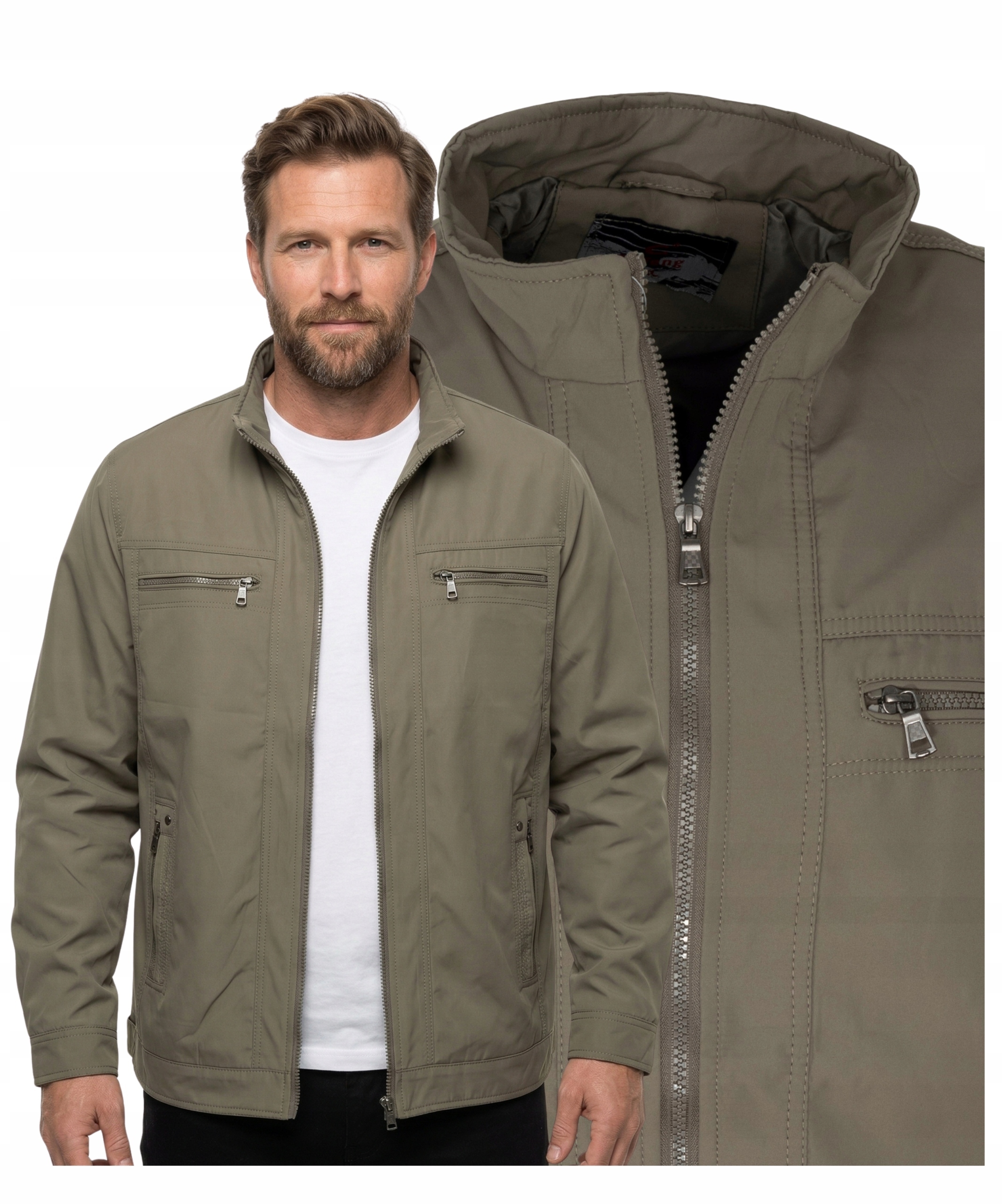 Kurtka męska Przejściowa Wiosenna Oliwkowa Beżowa M