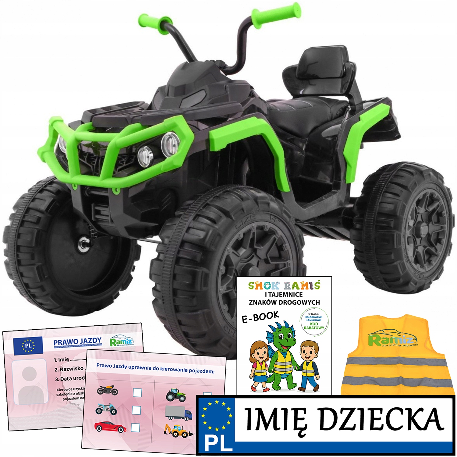 Quad Atv pojazd akumulatorowy dla dzieci Miękkie Koła Siedzenie Skoskóra