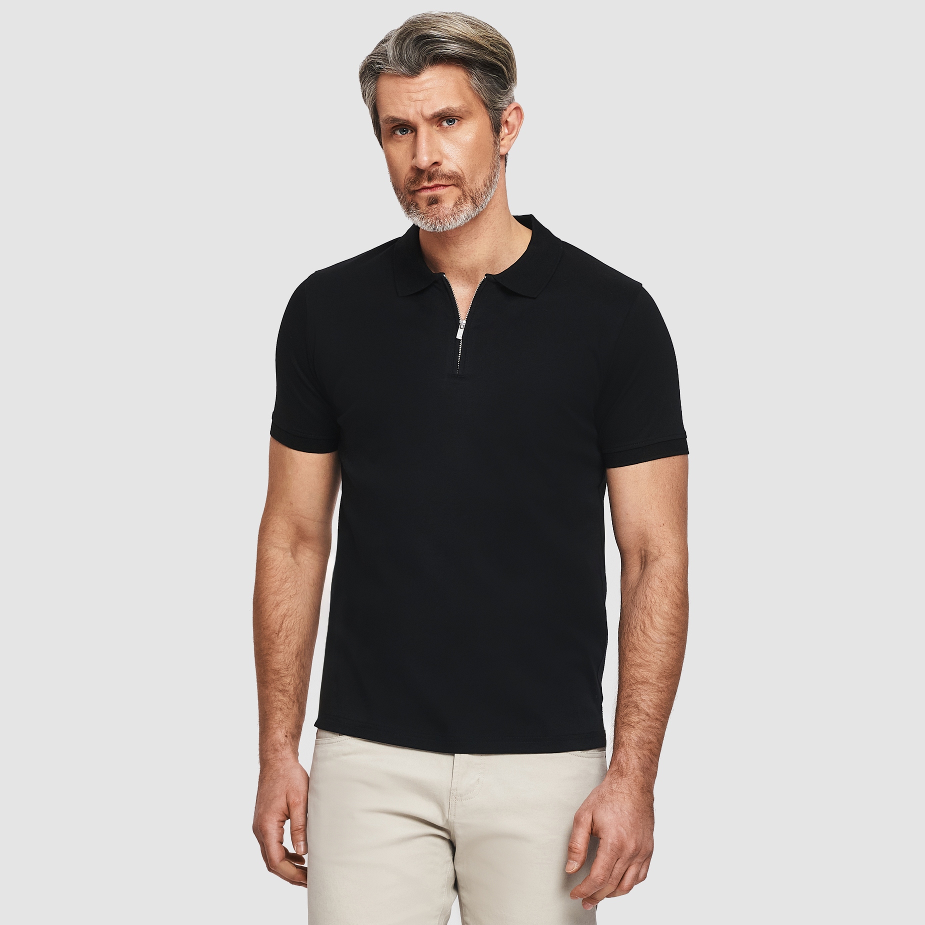 Černé polo tričko s zapínáním na zip Pako Lorente vel M