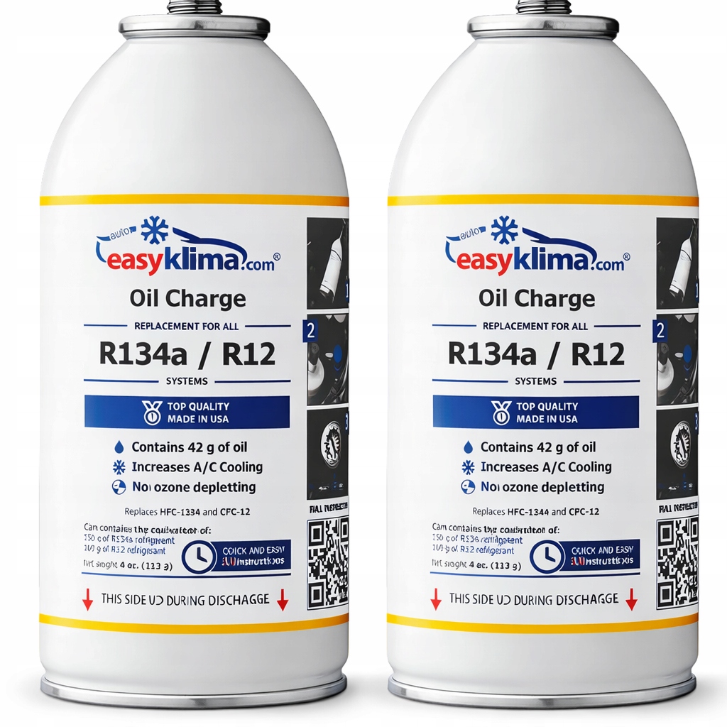 2x Plyn pro plnění klimatizace v autě R134A Chladicí médium Olej