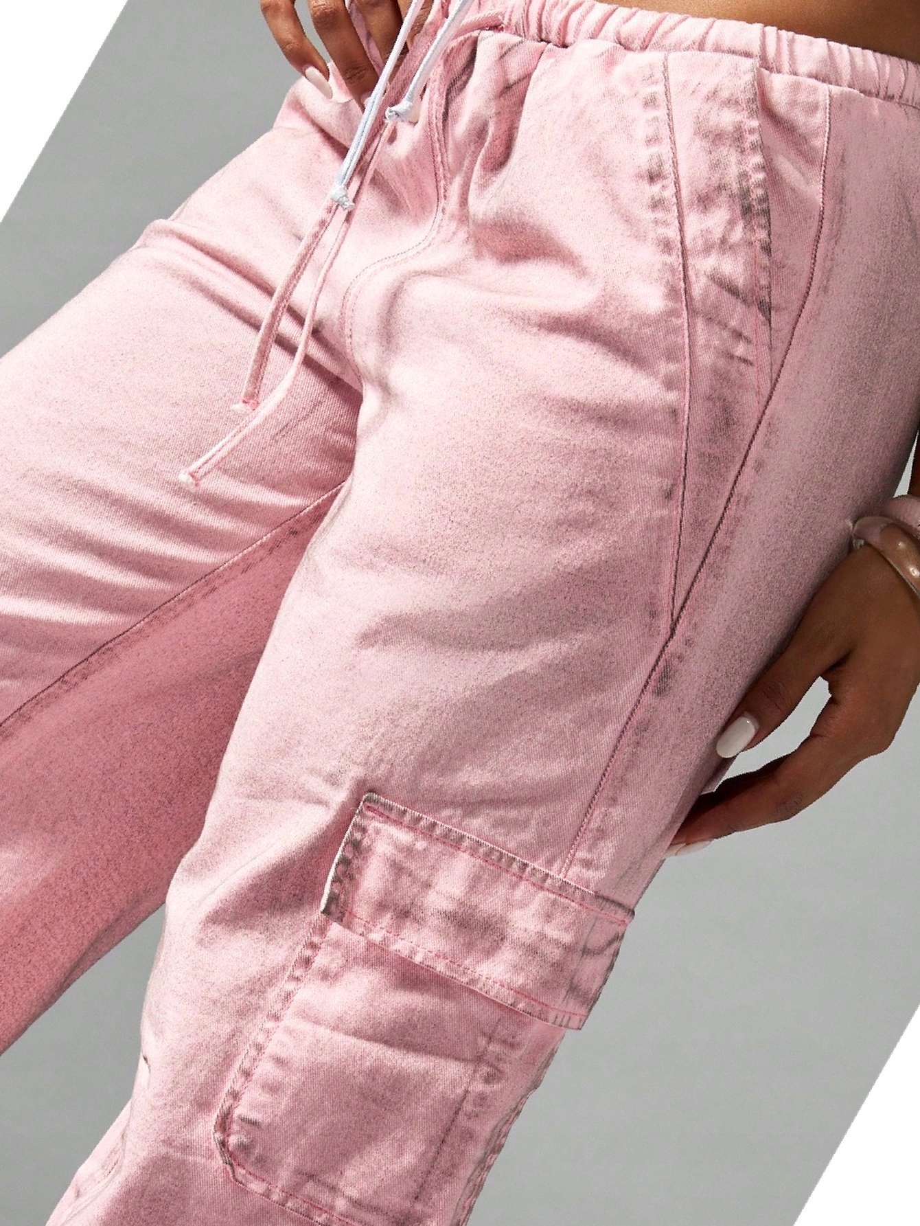 Dámské džíny Široká Kapsáče růžová Missguided Nohavice Utility L 40