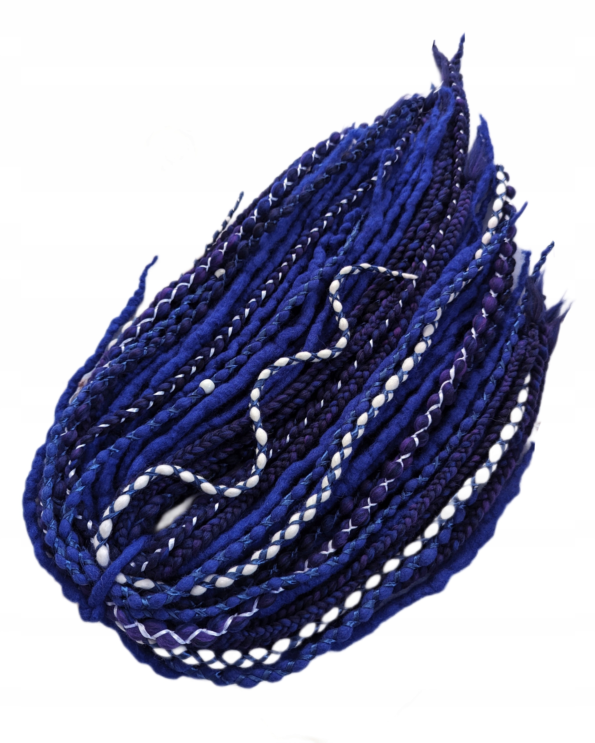 Vlněné pastelky Dredy, tmavě modré bílé, Safírový Dotyk, 40 kusů