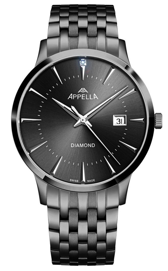 Nové Originální Pánské hodinky Appella L12003.S196DQ Diamantové datum gravírování