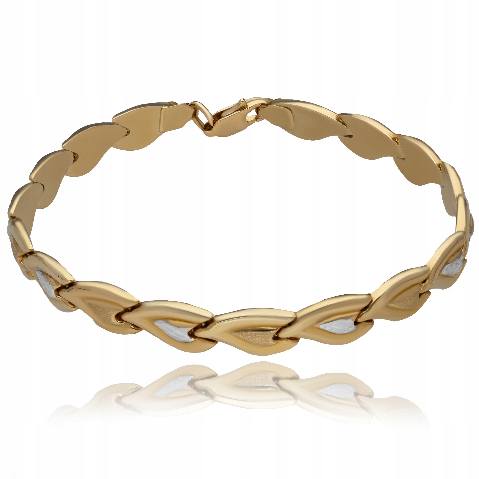 Zlatý Náramek Dvoubarevné Zlaté Srdce 585