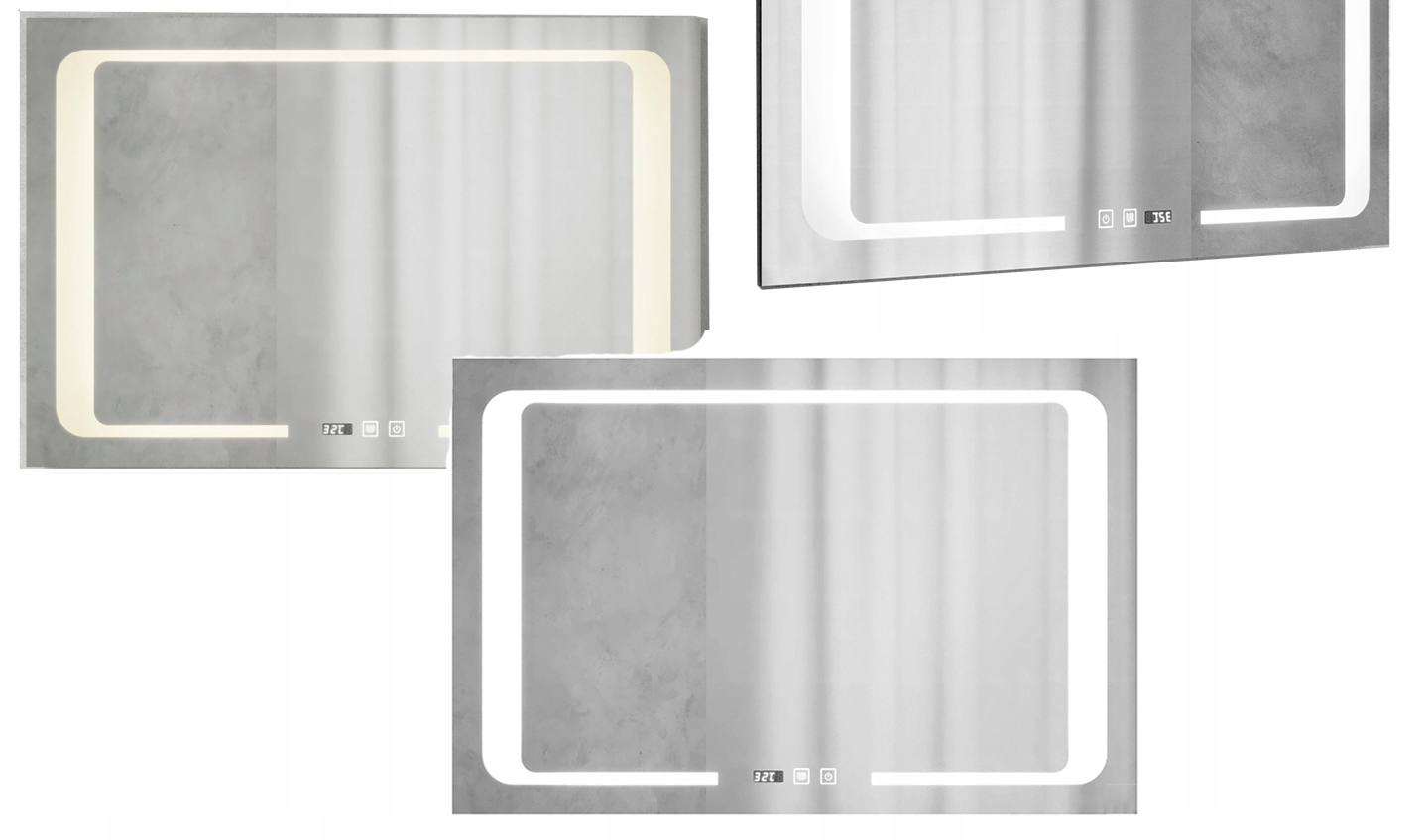 Obdĺžnikové energeticky úsporné Led podsvietené zrkadlo Minor Chrom 90x60